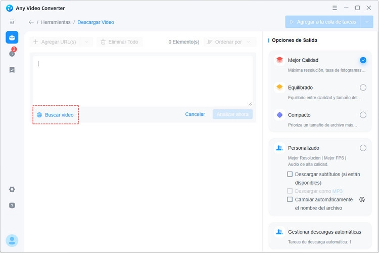 Abrir YouTube desde la opción Buscar vídeo