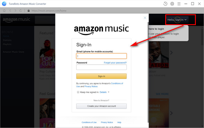 Amazon Music Downloader main interface