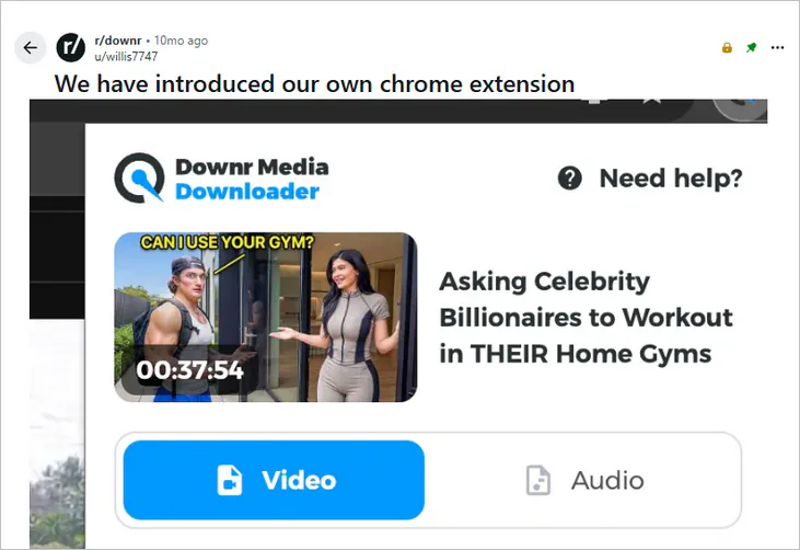 downr chrome extension reddit