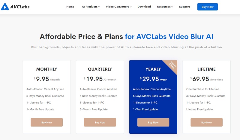 price of avclabs video blur ai