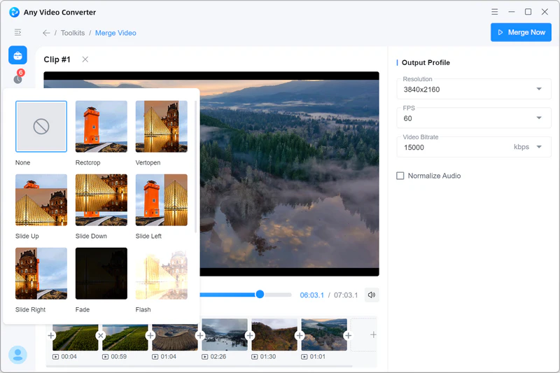 add transitions between video clips