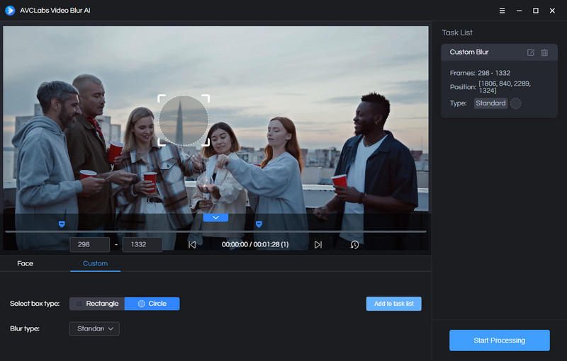 blur area or timeline in a video