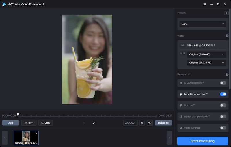 add video with blurred face