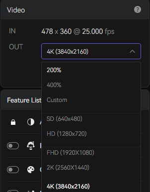 modify the output size